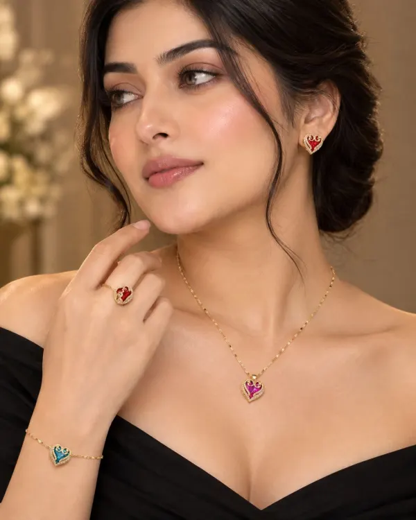 Heart-Crafted Luxury Jewelry Set (Necklace, Ring, Earrings & Bracelet)