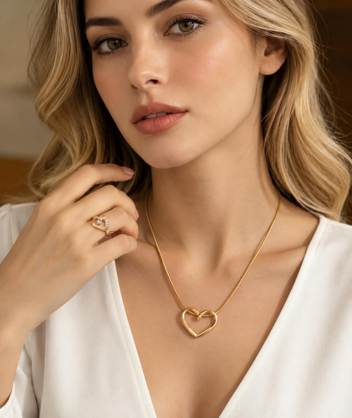 Elegant Heart & Star Pendant Necklace